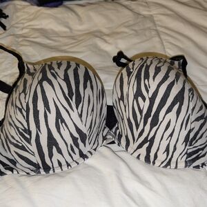 Lane Bryant Cacique Black and White Zebra Print Bra Size 42DD